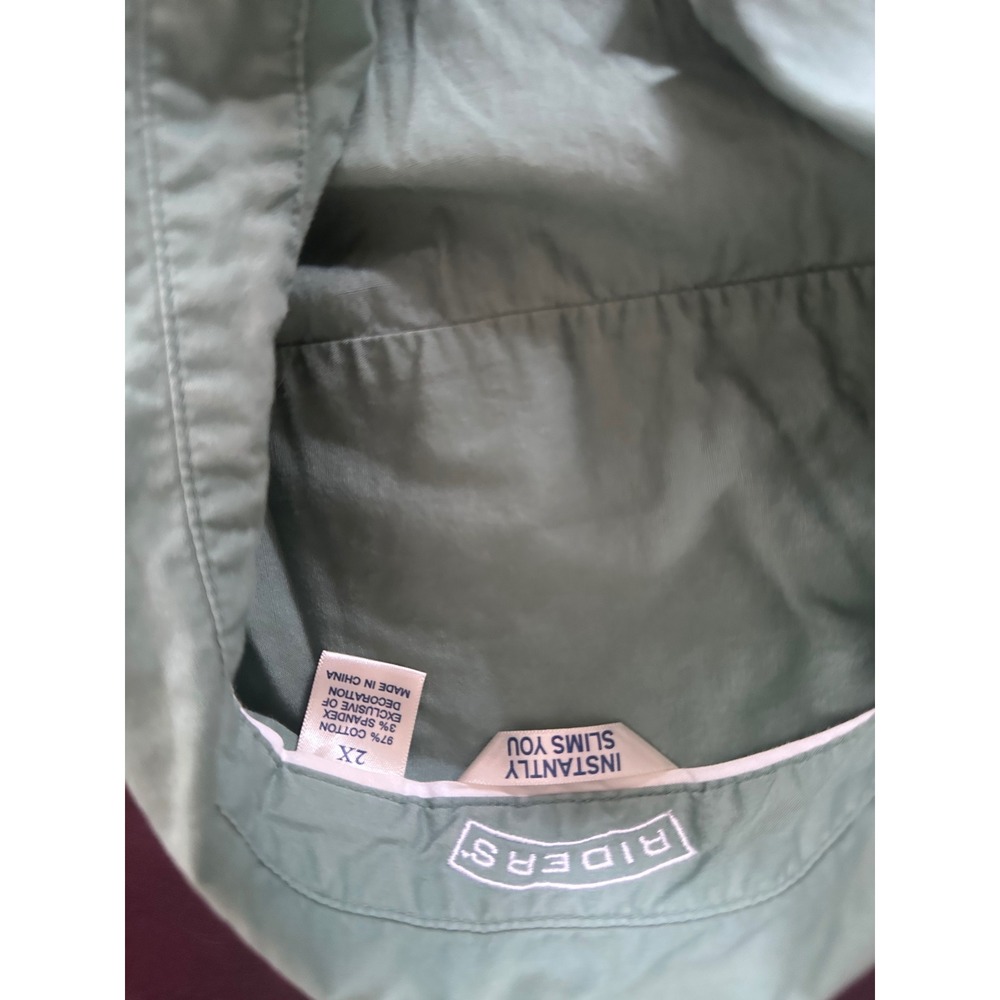 Riders by Lee Instantly Slims You Sage Green Button Down Shirt 2X Short Sleeve - Picture 8 of 8